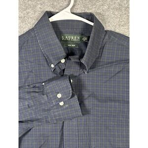 Lauren Ralph Lauren Mens 16 32/33 Blue Green Check Non Iron‎ Classic Fit Shirt